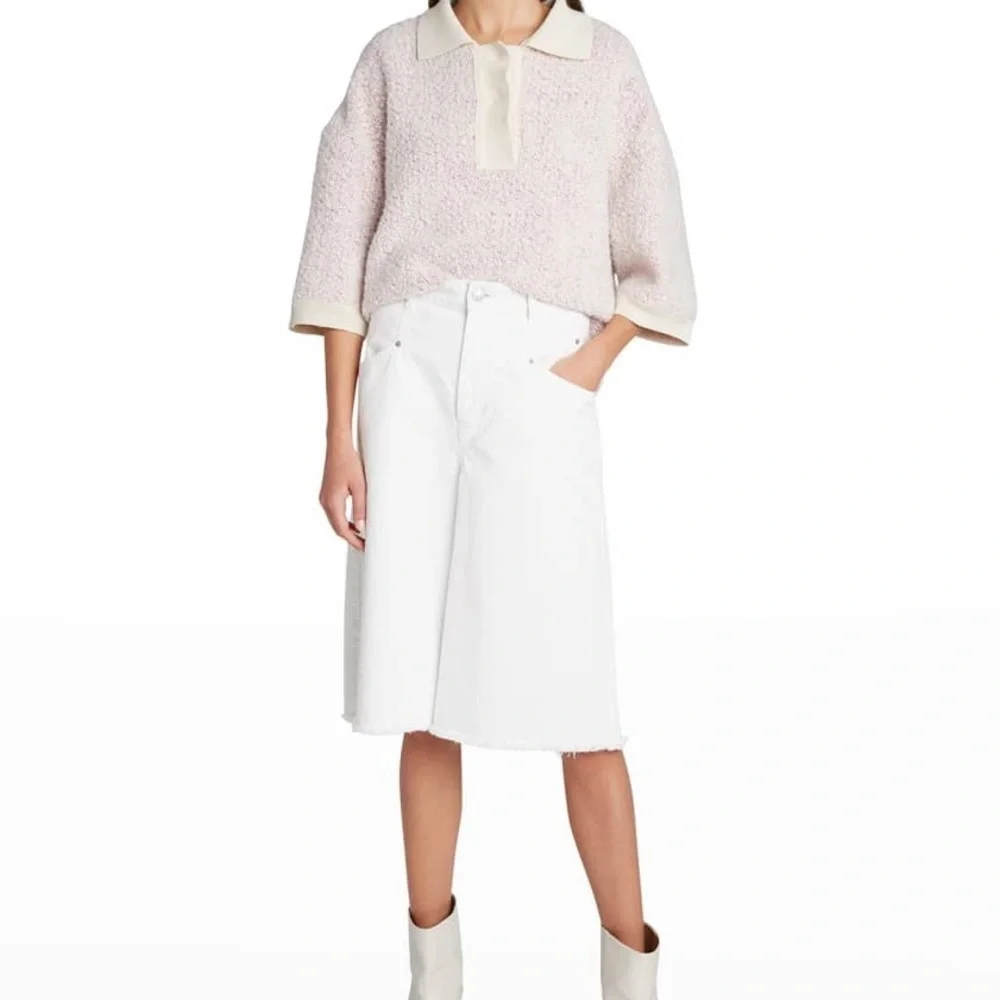Isabel Marant Natalina wide leg long denim shorts in white size 30